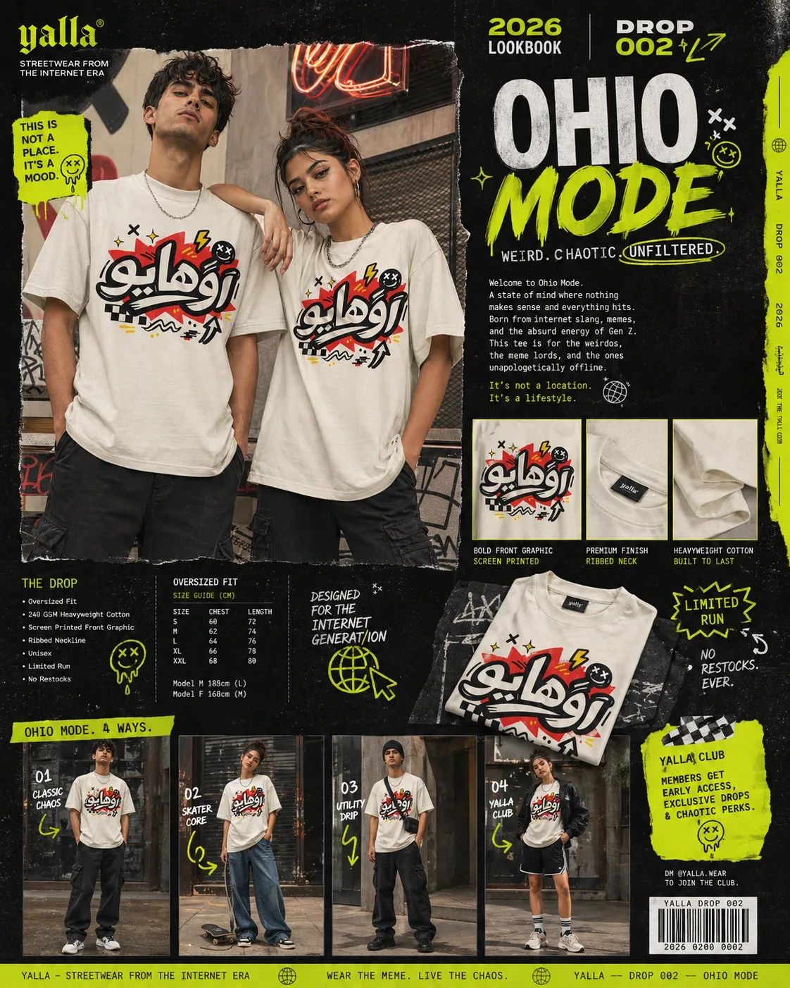 Ohio Arabic Script Tee | Retro Blue & Red Graphic editorial
