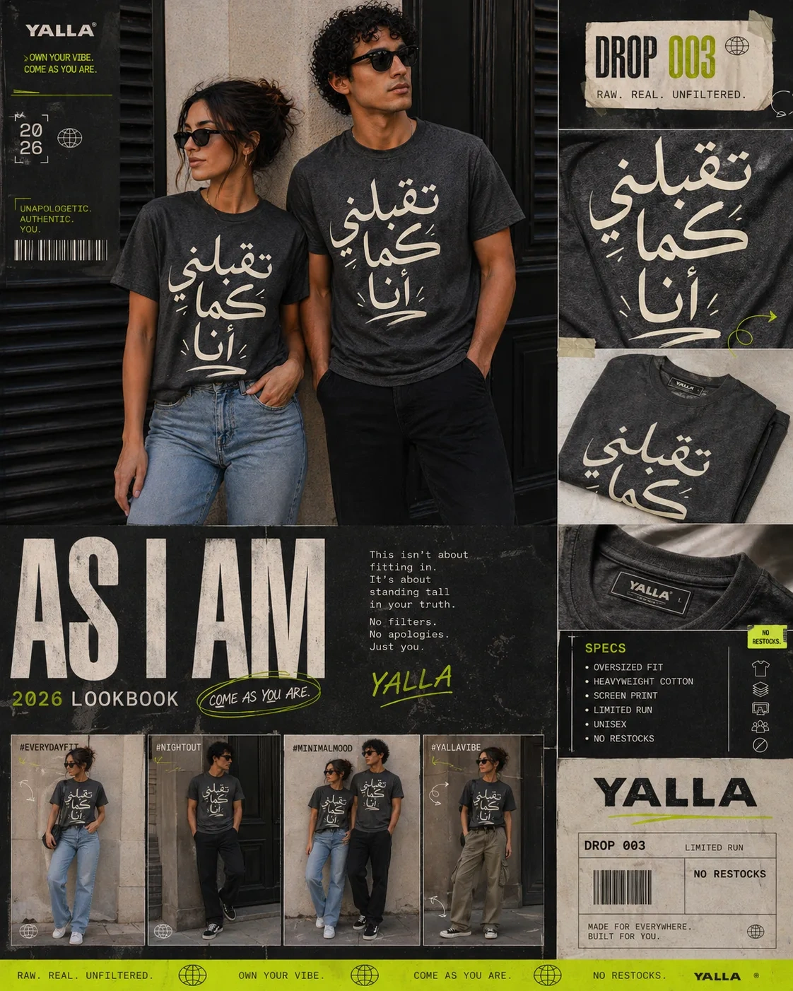 Taqblni Kma Ana Tee: Accept Me As I Am Pop Art Streetwear lookbook